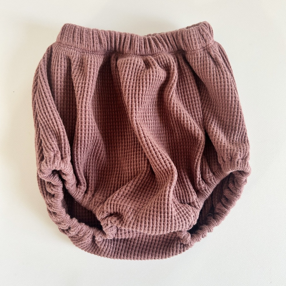 Cotton House Baby Mauve Waffle Knit Boho Minimalist Bloomers Size S